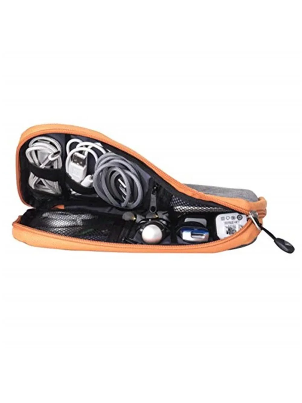 Travel Cable Organizer Bag Waterproof USB Cord Electronics Storage Orange Pouch